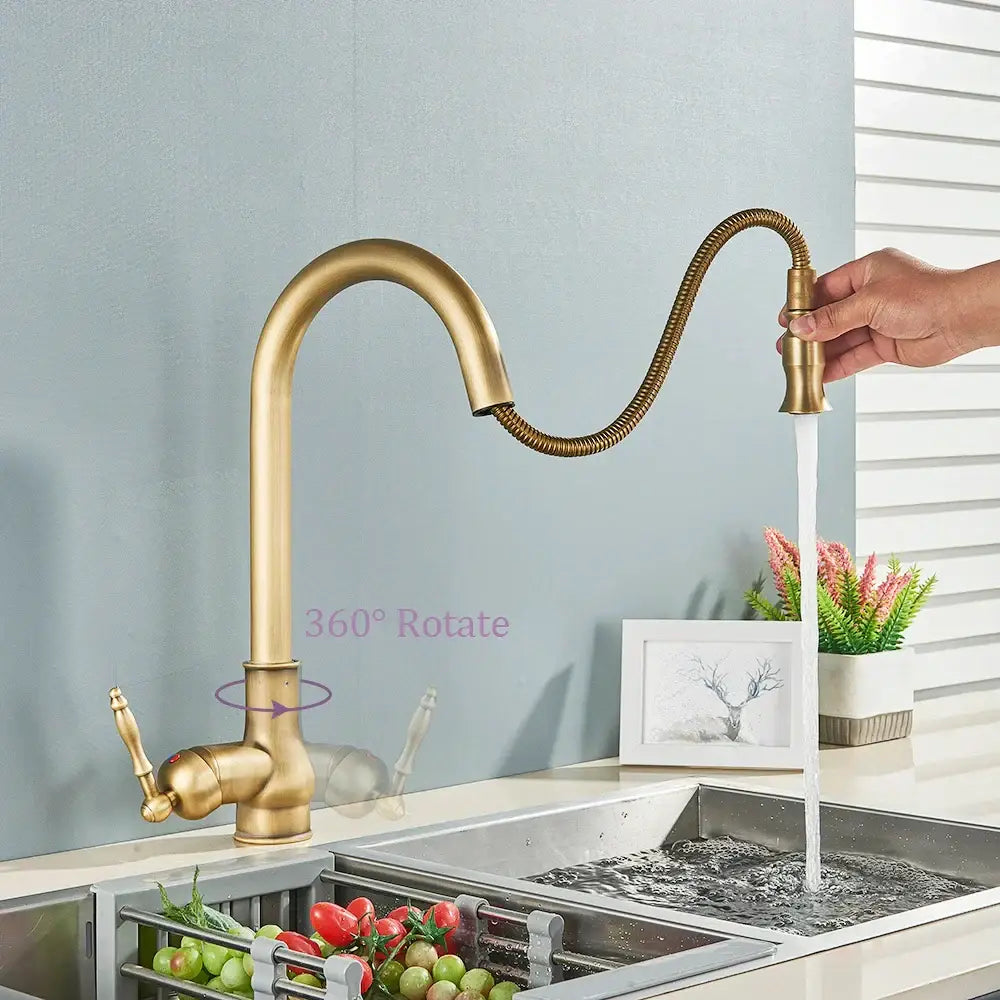 Antique Brass Kitchen Faucet
