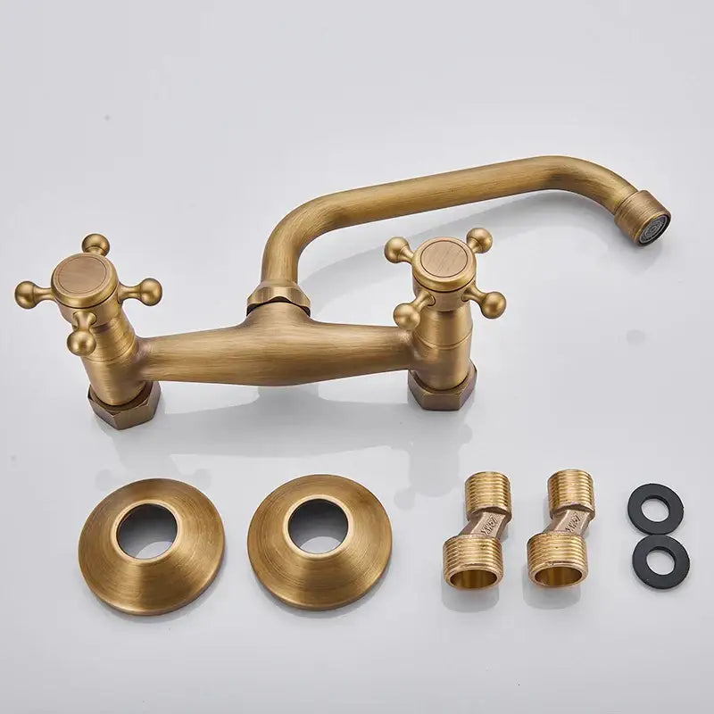 Brass Cross Handle Kitchen Faucet