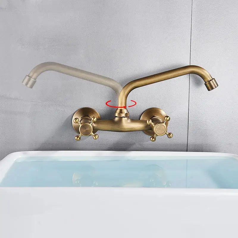 Brass Cross Handle Kitchen Faucet