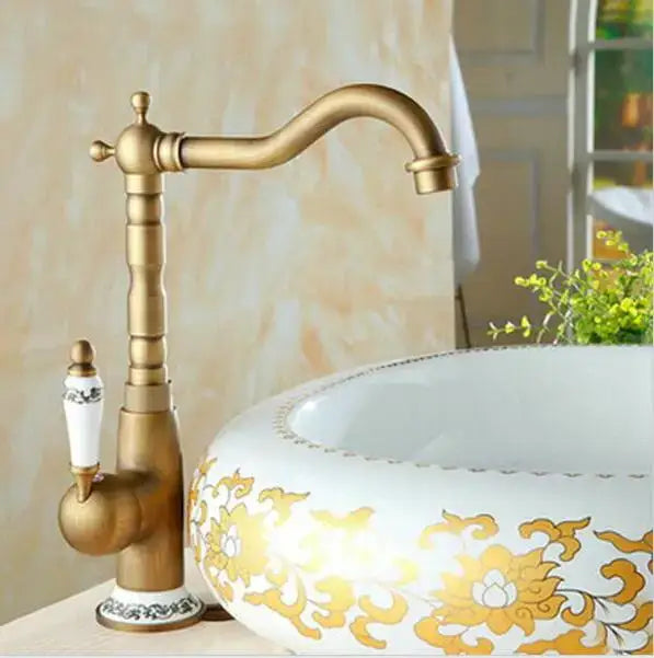 Brass Floral Basin Faucet