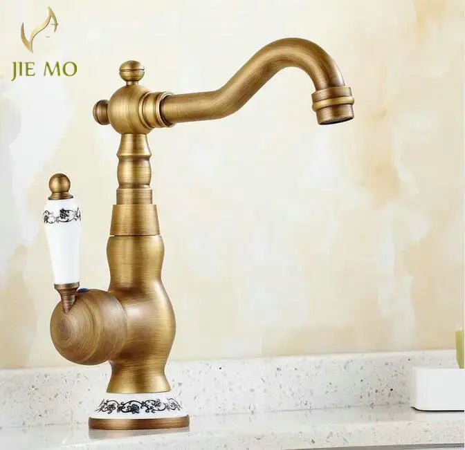 Brass Floral Basin Faucet