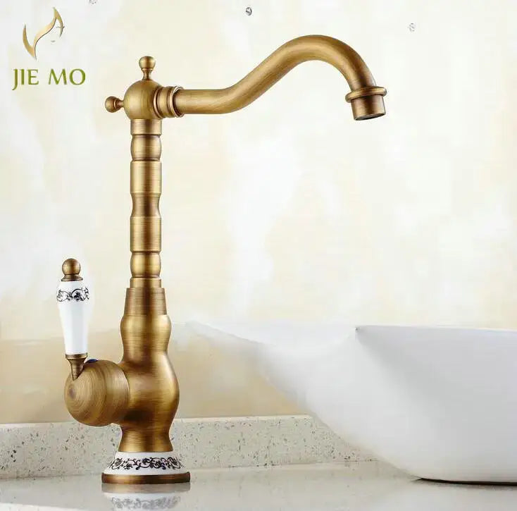 Brass Floral Basin Faucet
