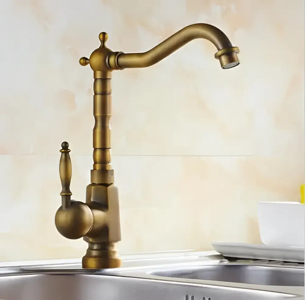 Brass Floral Basin Faucet