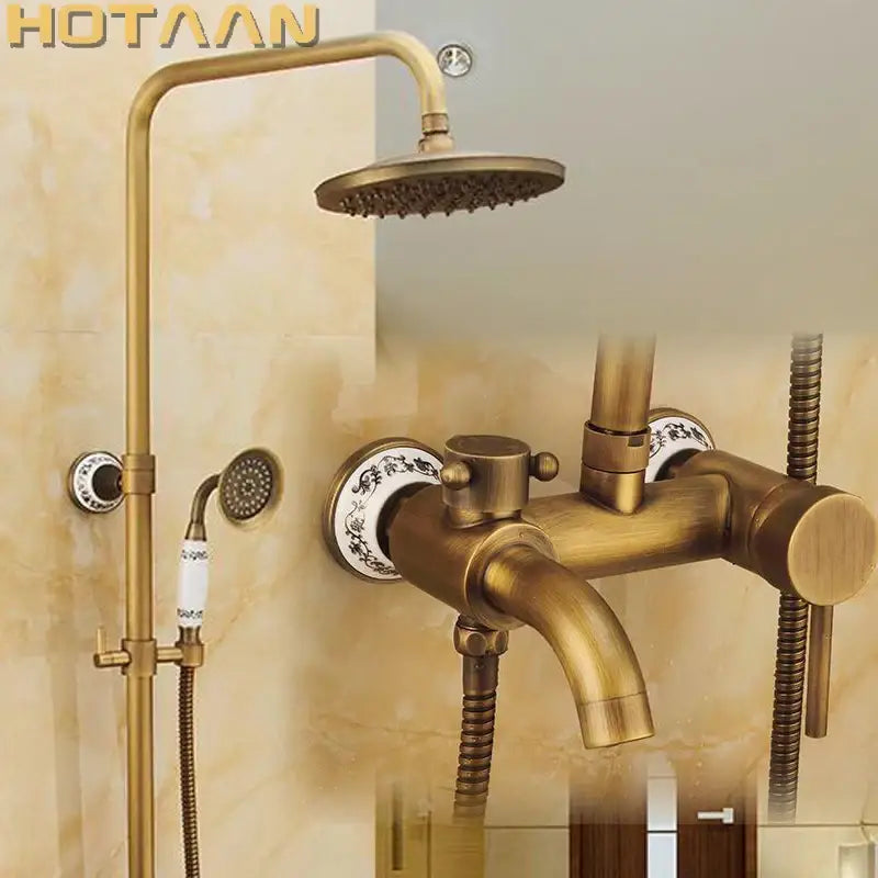 Brass Faucet Set Porcelain Knobs