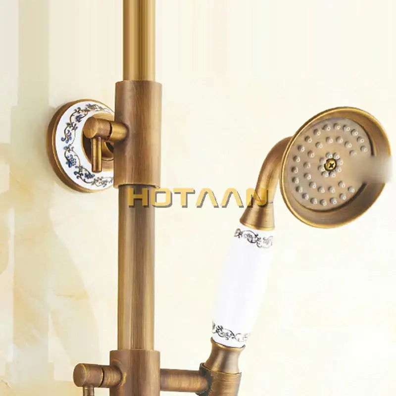 Brass Faucet Set Porcelain Knobs