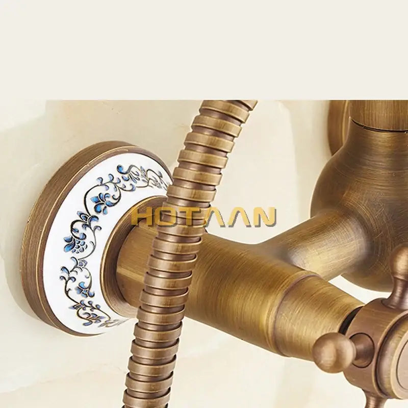 Brass Faucet Set Porcelain Knobs