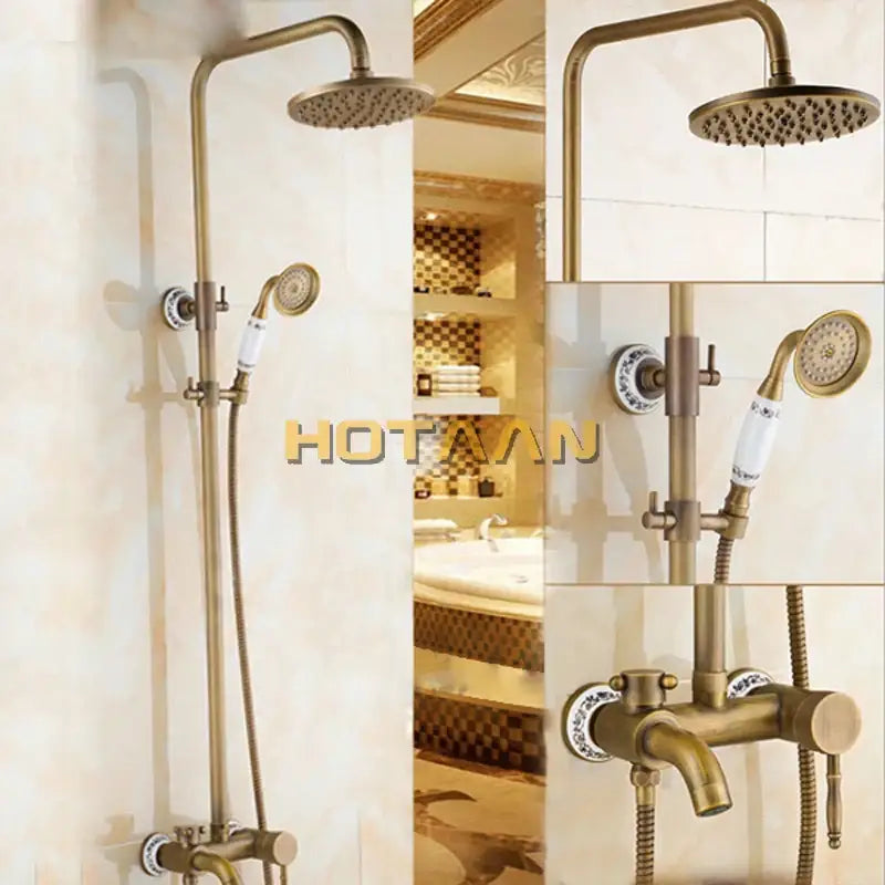Brass Faucet Set Porcelain Knobs