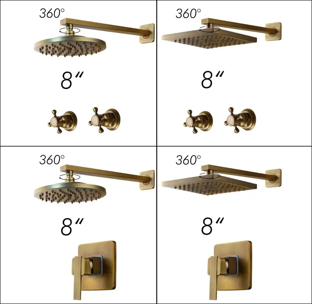 Antique Brass Rainfall Shower Faucet