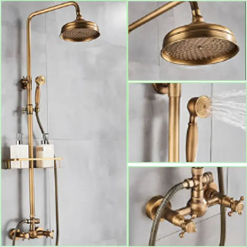 Brass Rainfall Shower Head with Shelf