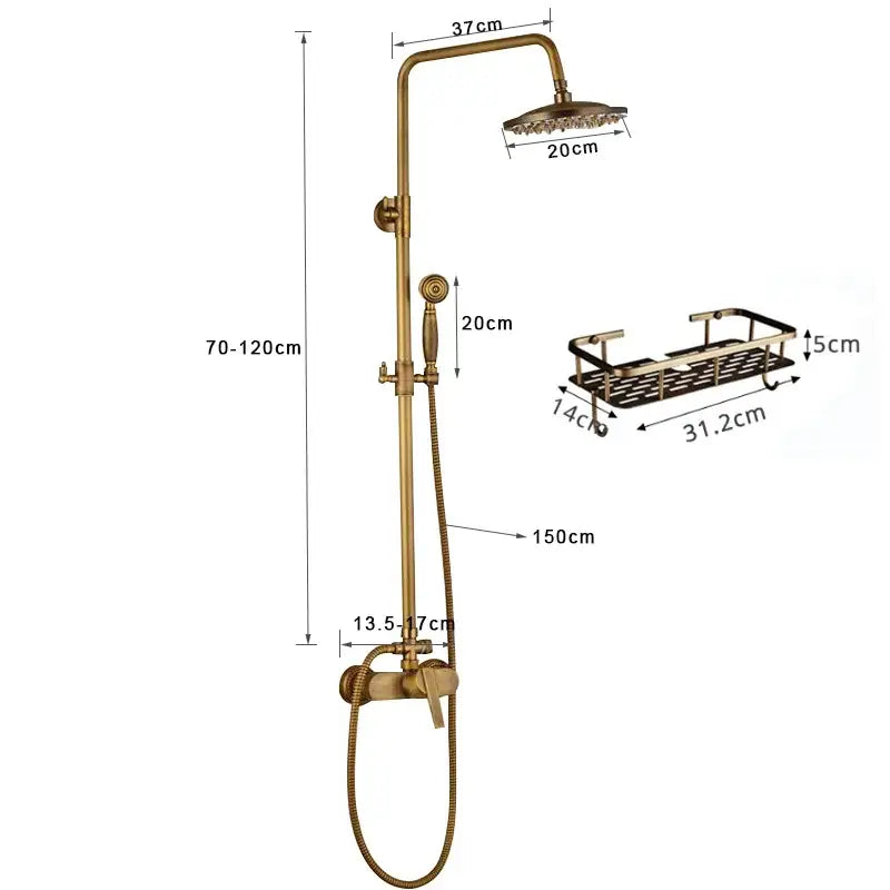 Brass Rainfall Shower Set with Handshower