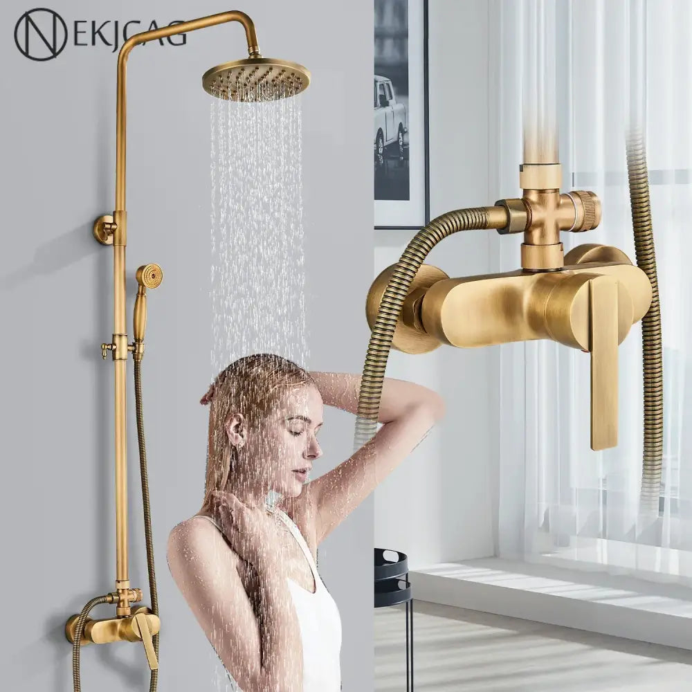 Brass Rainfall Shower Set with Handshower