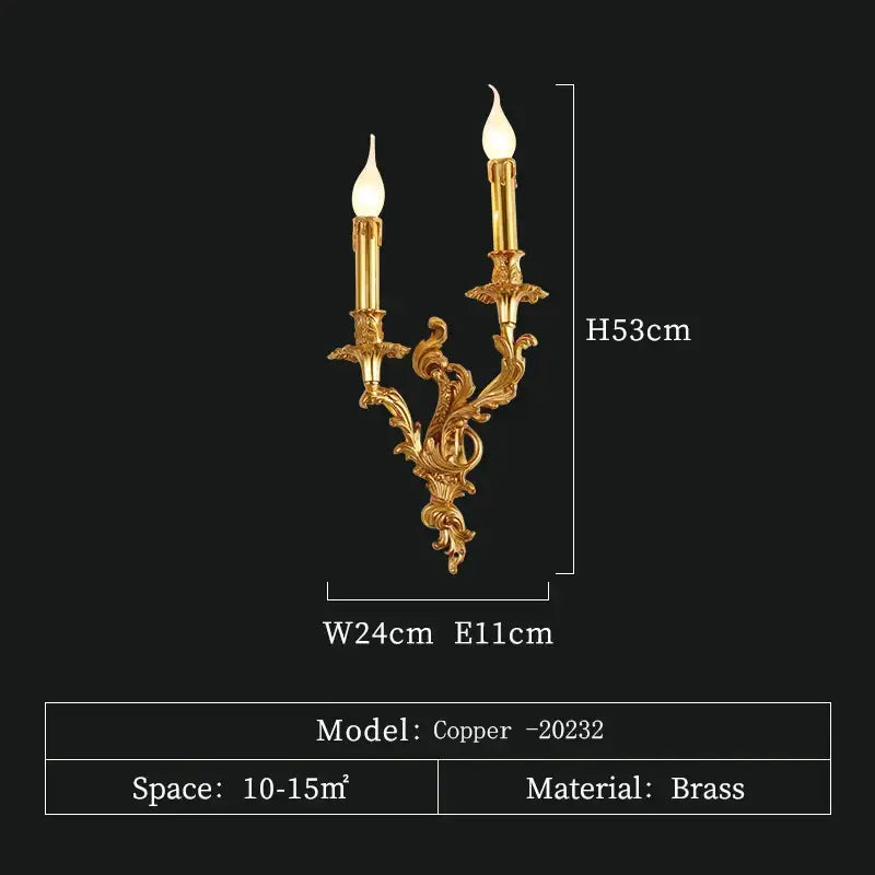 Antique Brass French Triple-Light Sconce