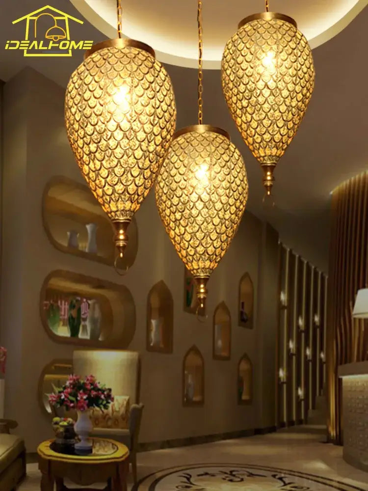 Antique Carved Pendant Light