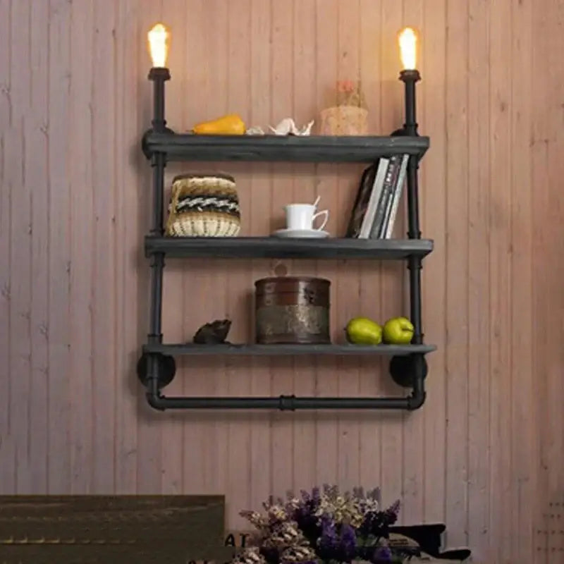 Rustic Wood Shelf Lamp