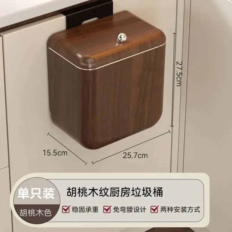 Wood Grain Trash Can Antique Style Kitchen
