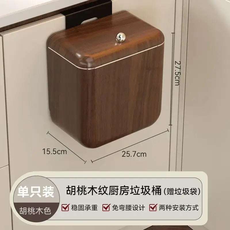 Wood Grain Trash Can Antique Style Kitchen