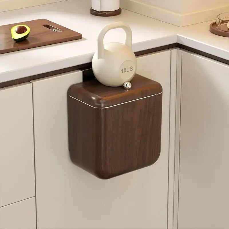 Wood Grain Trash Can Antique Style Kitchen