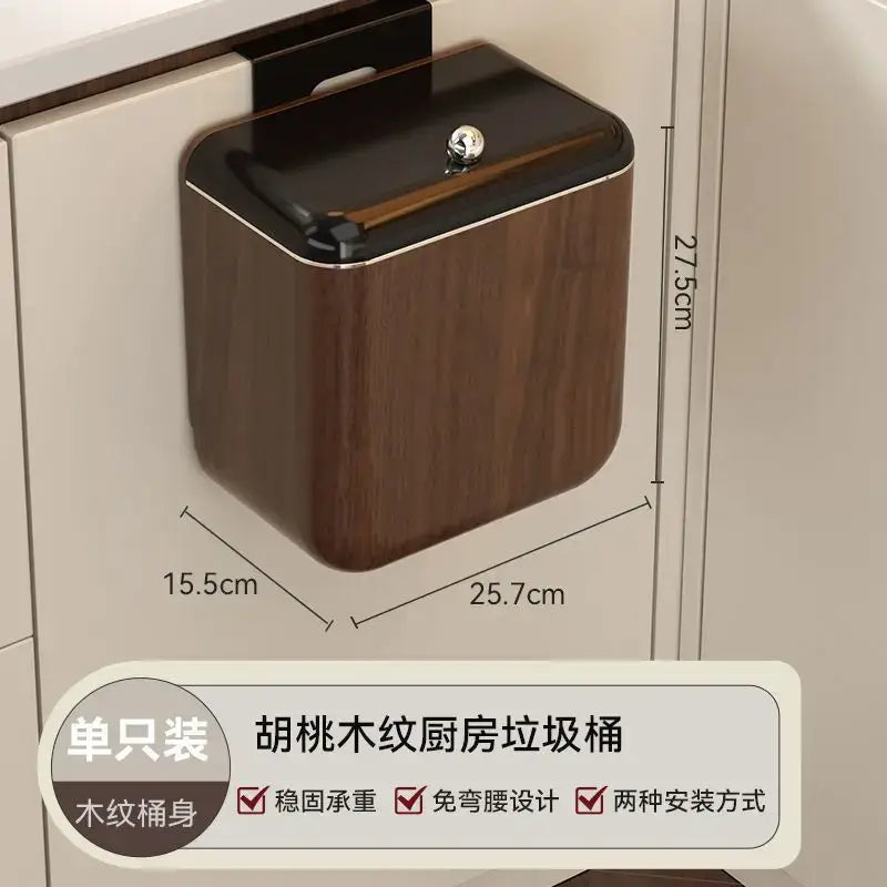 Wood Grain Trash Can Antique Style Kitchen