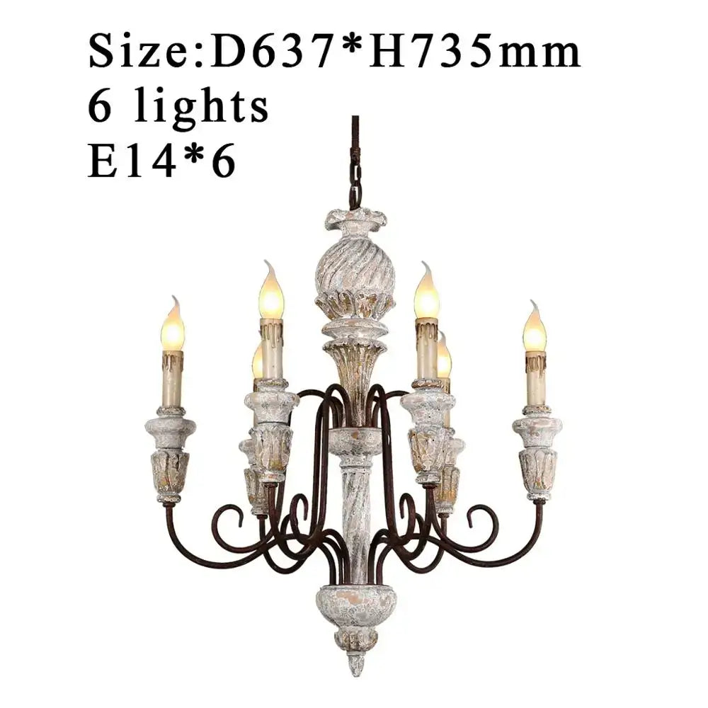 Wooden Chandelier Rustic French Dining Room Light