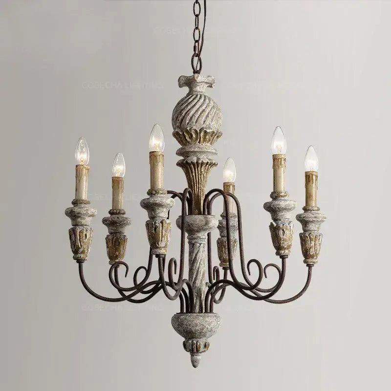 Wooden Chandelier Rustic French Dining Room Light