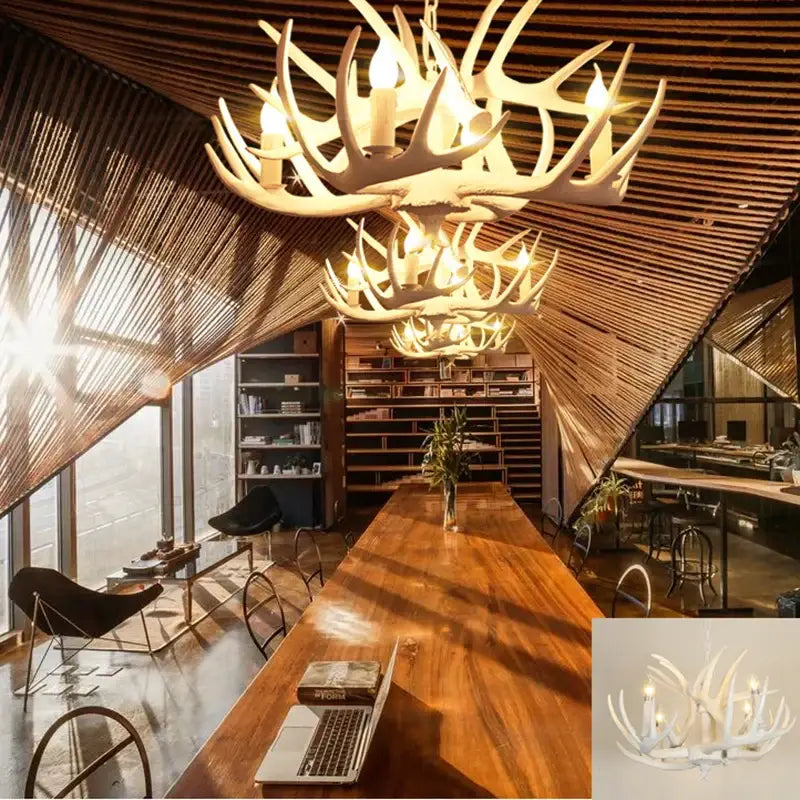 Brown Antler Chandelier Light