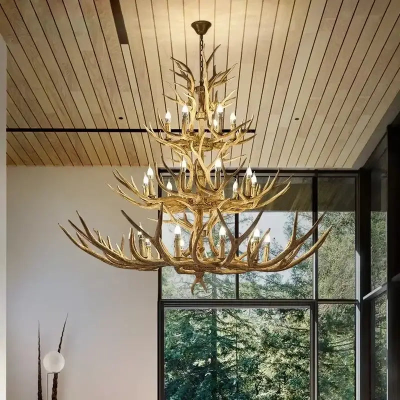 Brown Antler Chandelier Light