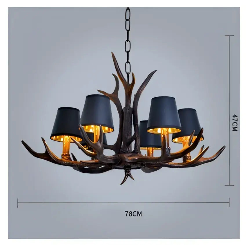Antler Black Shade Chandelier