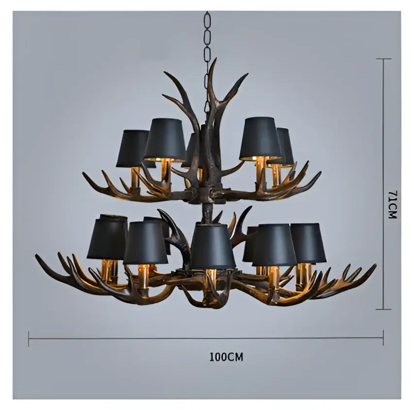 Antler Black Shade Chandelier