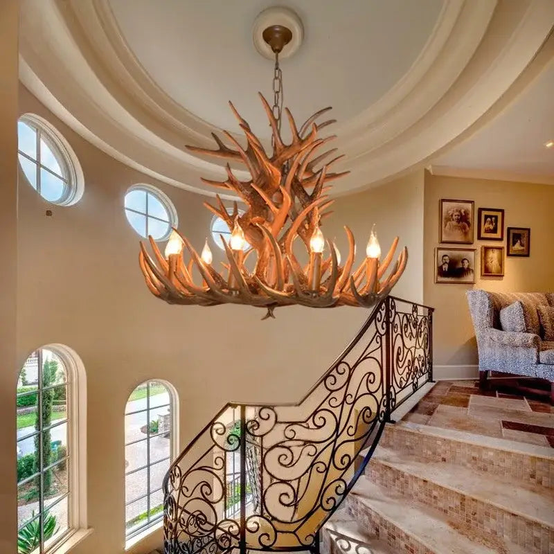 Brown Antler Chandelier 9x9 Arms