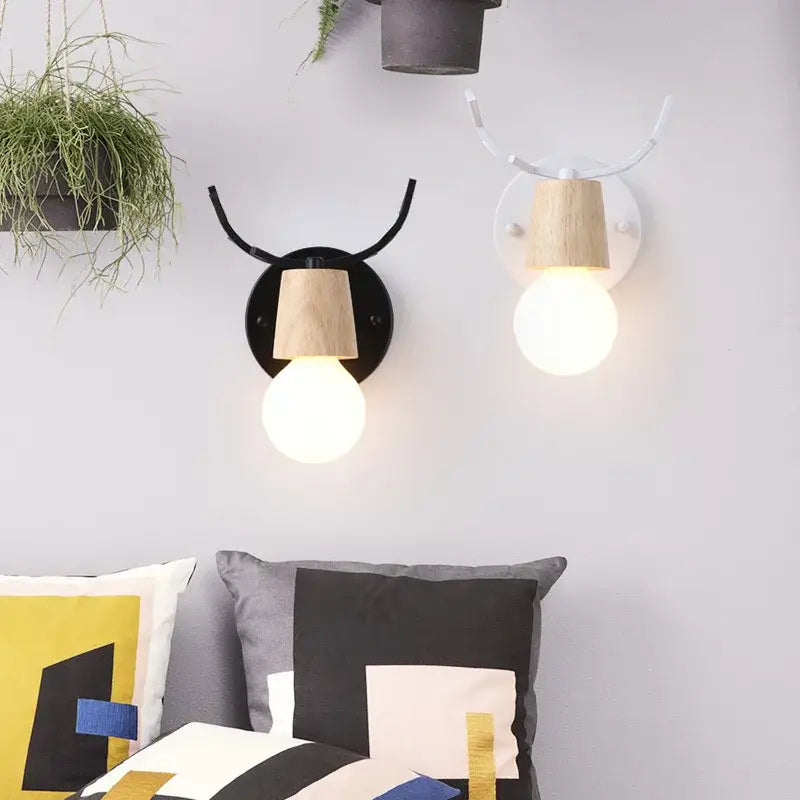 Black Wood Antler Sconce