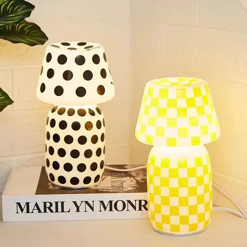 White Mushroom Glass Lamp