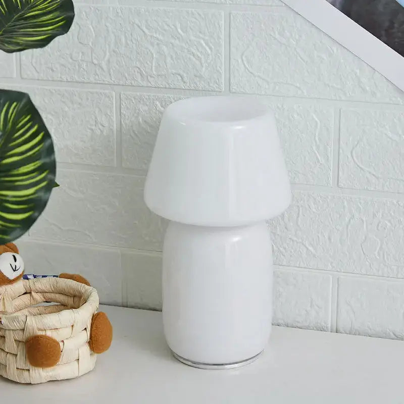 White Mushroom Glass Lamp