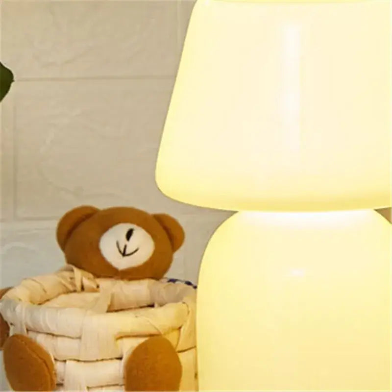White Mushroom Glass Lamp