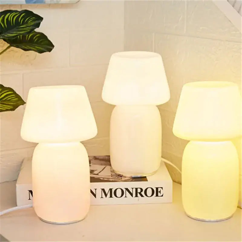 White Mushroom Glass Lamp