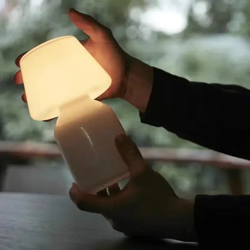 White Mushroom Glass Lamp