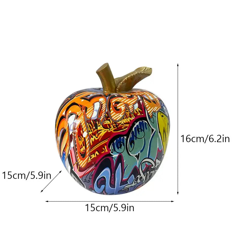 Resin Graffiti Apple Figurine