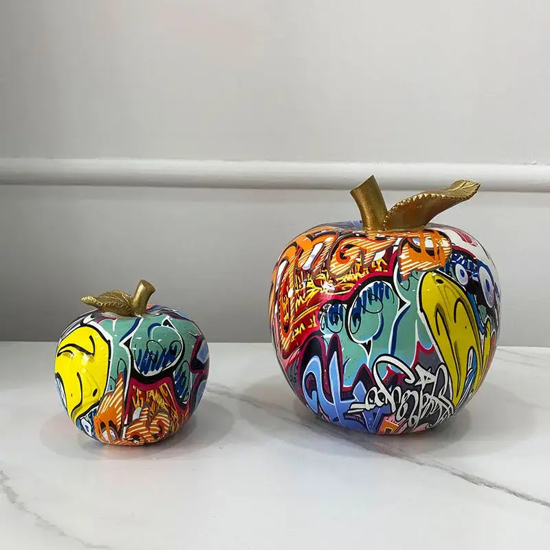 Resin Graffiti Apple Figurine