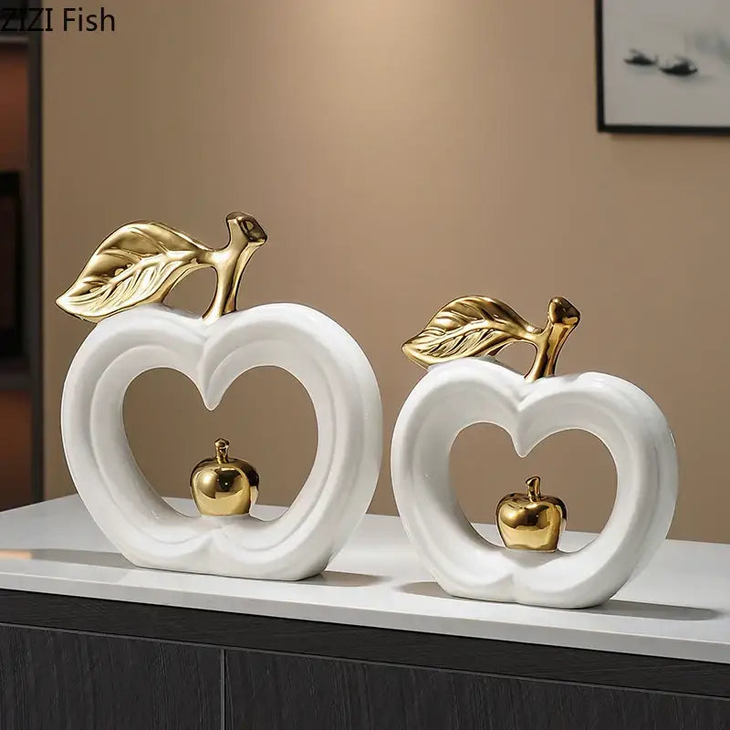 Gold Ceramic Apple Sculpture Large
