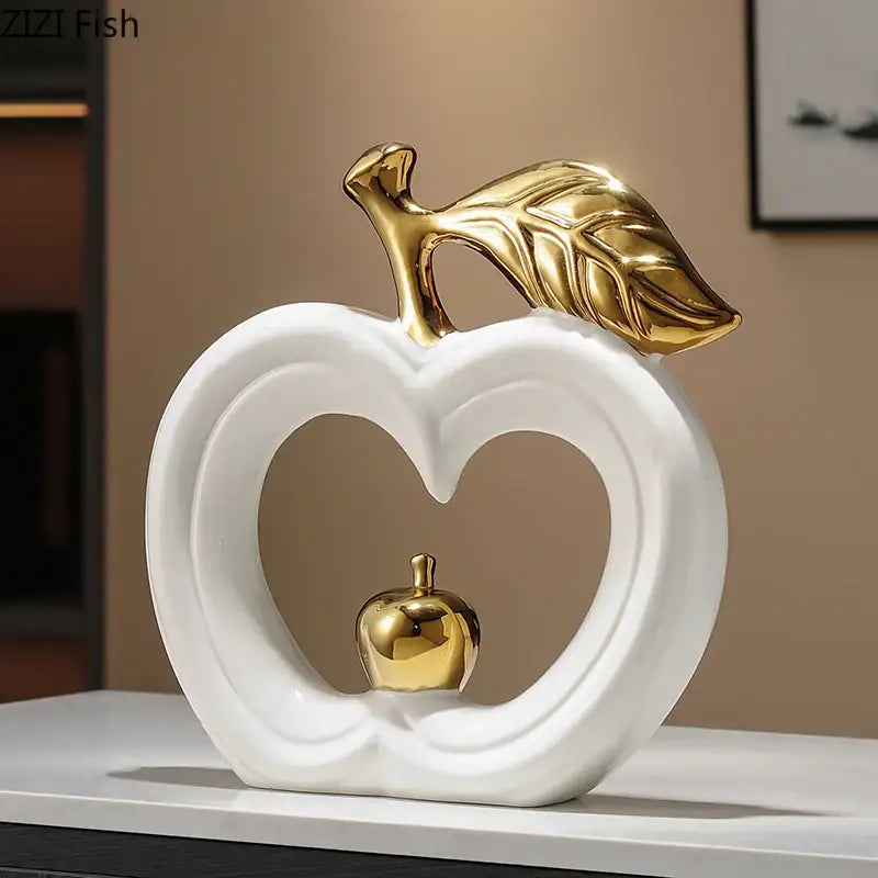 Gold Ceramic Apple Sculpture Large