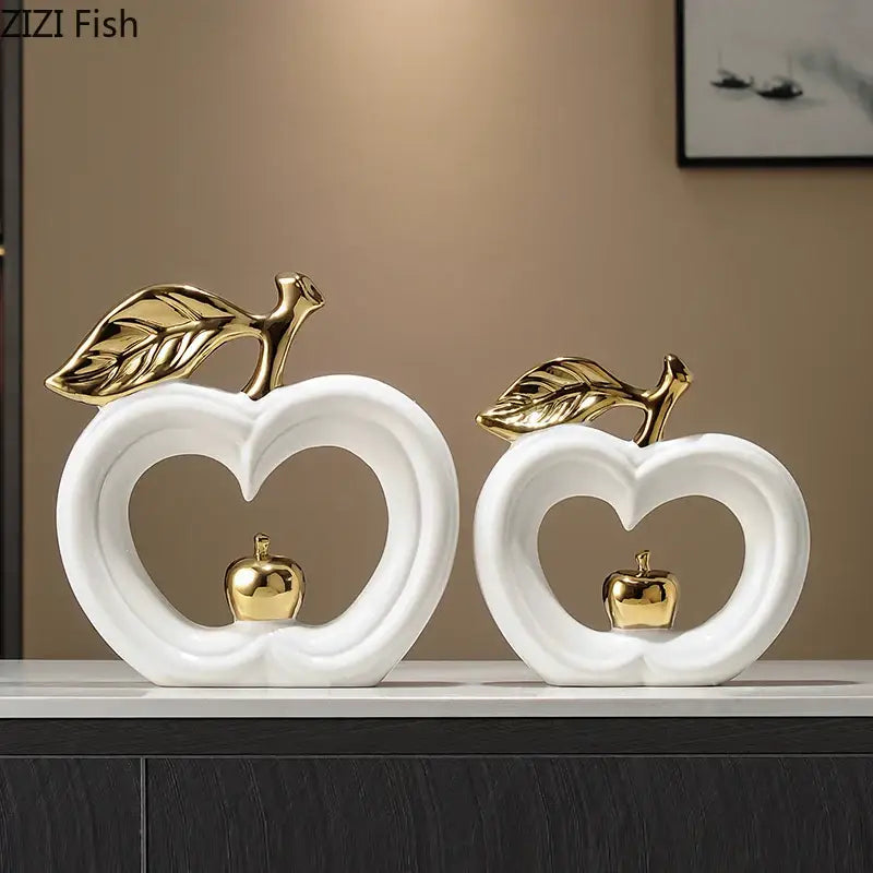 Gold Ceramic Apple Sculpture Large