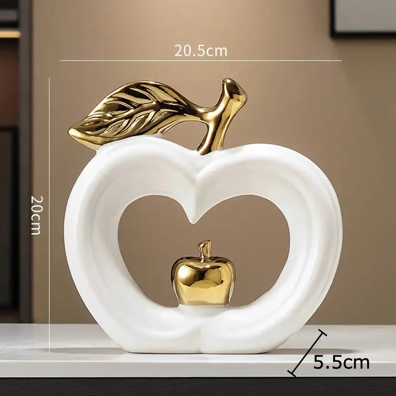 Gold Ceramic Apple Sculpture Large