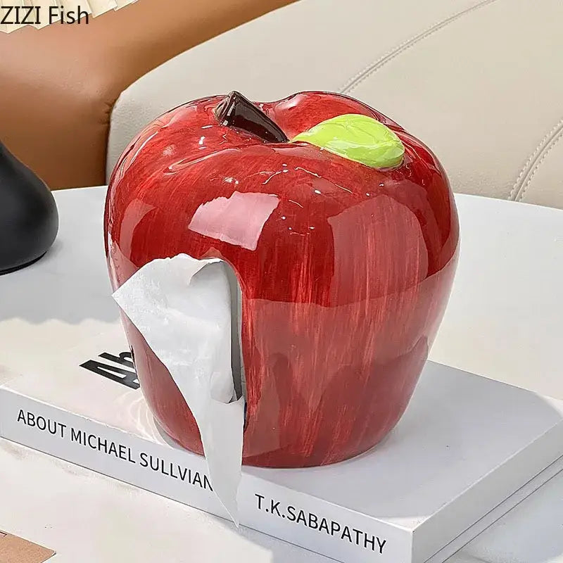 Red Apple Ceramic Tissue Box