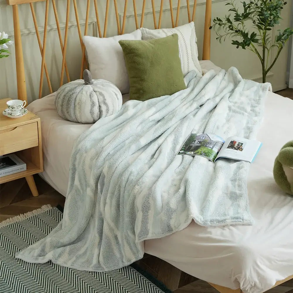 Beige Faux Rabbit Throw