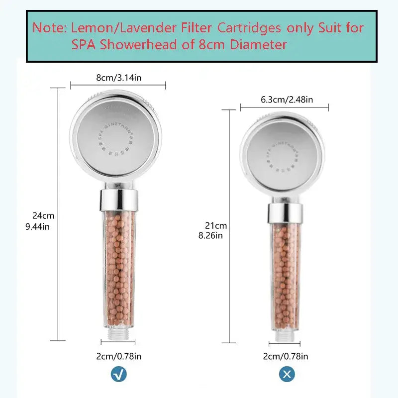 Chrome Aroma Shower Head Lavender Lemon Rose