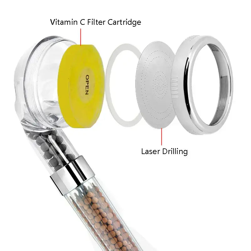 Chrome Aroma Shower Head Lavender Lemon Rose