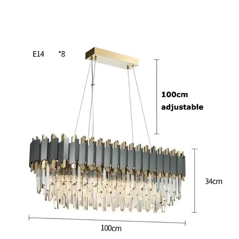 Gray Gold Crystal Chandelier