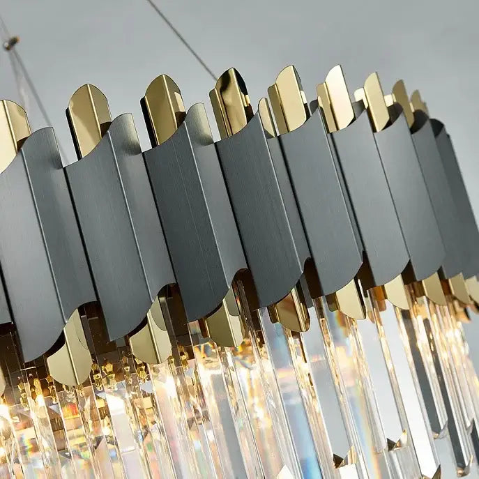 Gray Gold Crystal Chandelier