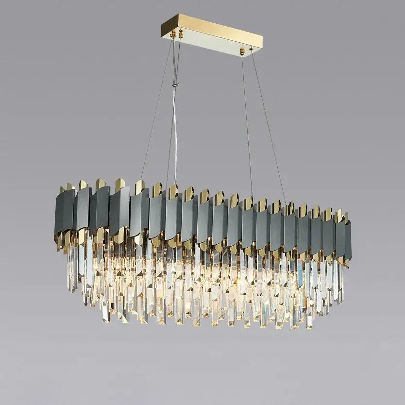 Gray Gold Crystal Chandelier