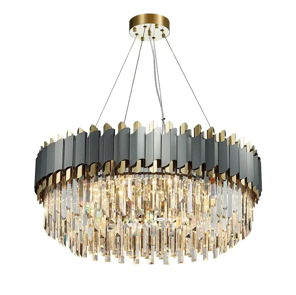 Gray Gold Crystal Chandelier