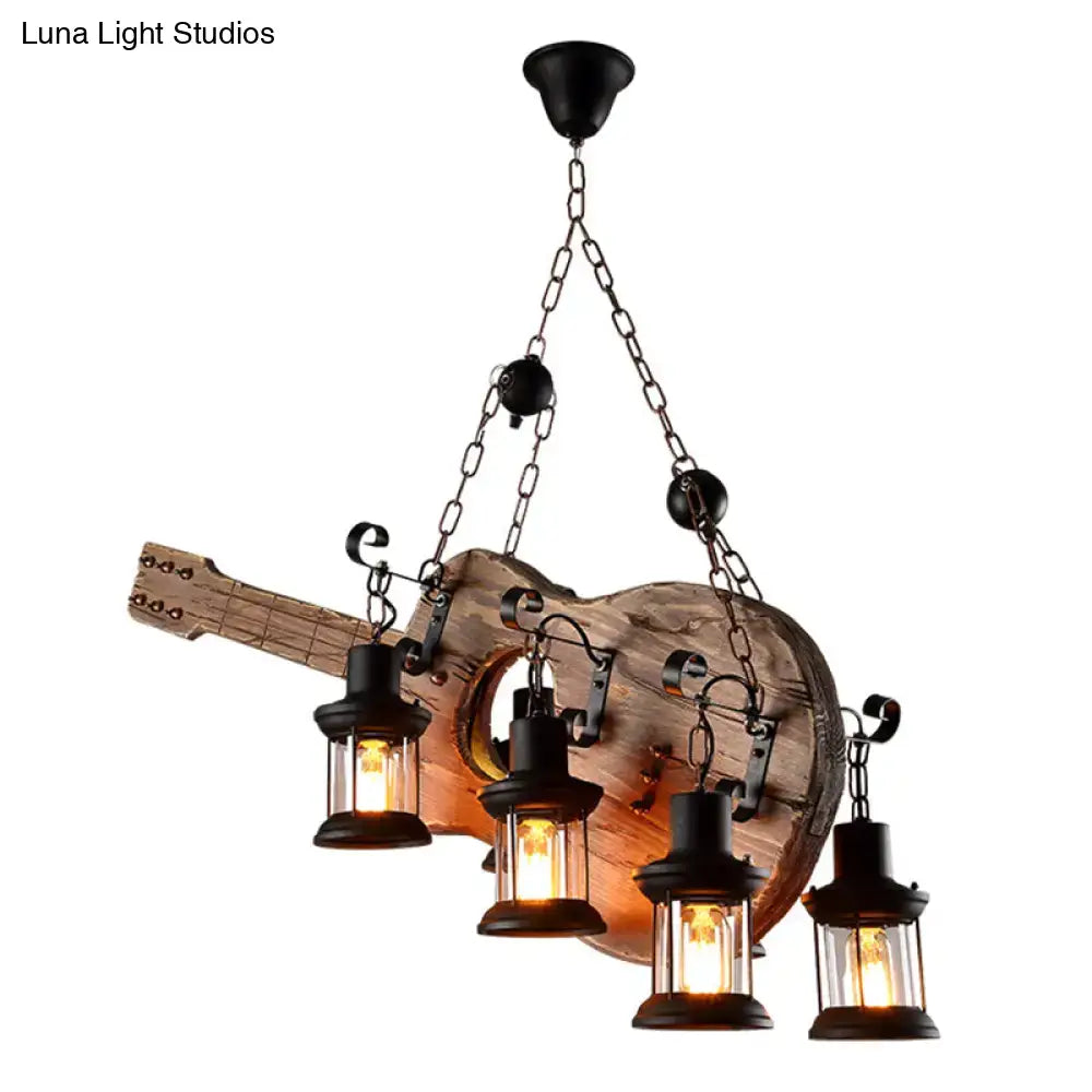 Wood Pendant Light Art Deco Rustic Dining Room